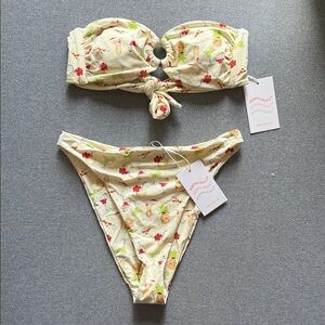 Dippin Daisys Tropical Print Bandeau Bikini - NWT
